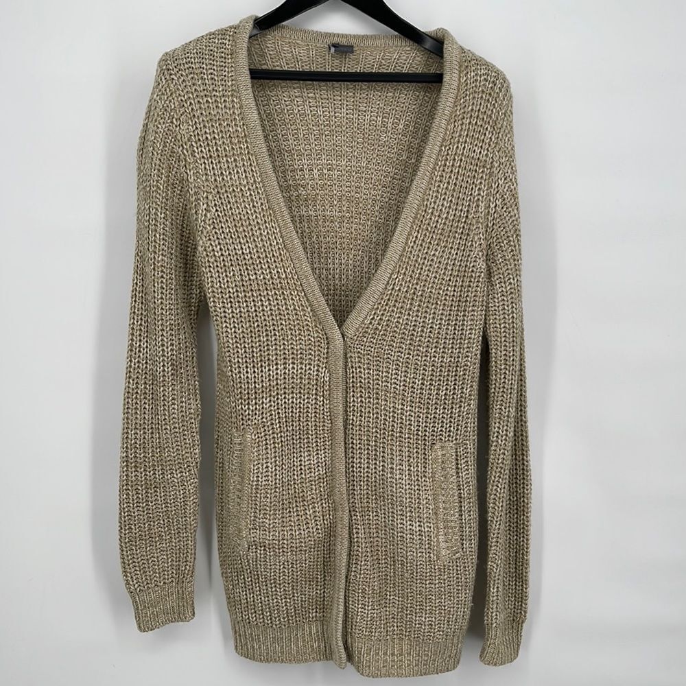 Sparkle & Fade Knit Cardigan Beige and White size M Neutral Color‎ Oversized